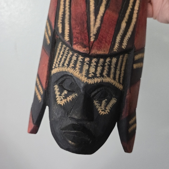 VTG African Tribal Wooden Kenya Mask Hand Carved and Painted * Chip - Picture 2 of 12